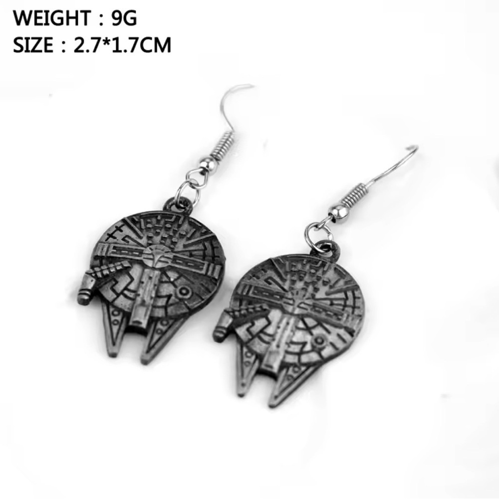Star Wars Millennium Falcon Gun Metal Drop Earrings - Picture 4 of 7